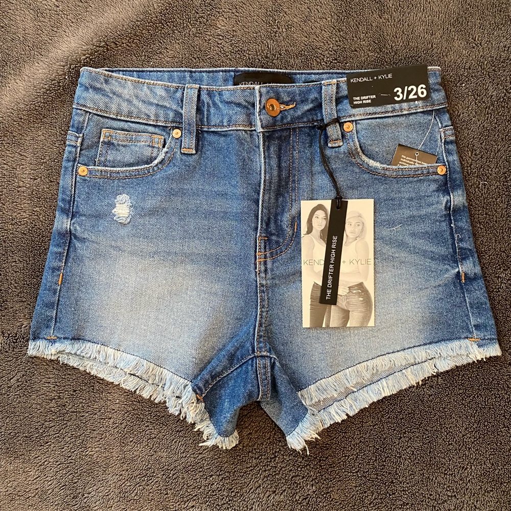 Kendall & Kylie Distressed Blue Jean Shorts